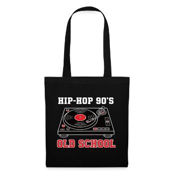 Hip Hop 90er Old School DJ Vinyl - Stoffbeutel - Schwarz - Vorne