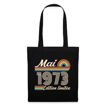 Cadeau Anniversaire 53 ans - Né mai 1973 - Sac en tissu - noir - Devant