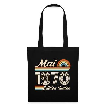 Cadeau Anniversaire 56 ans - Né mai 1970 - Sac en tissu - noir - Devant