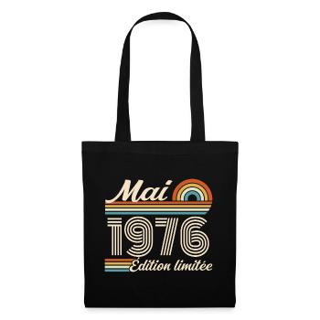 Cadeau Anniversaire 50 ans - Né mai 1976 - Sac en tissu - noir - Devant