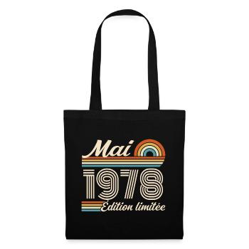 Cadeau Anniversaire 48 ans - Né mai 1978 - Sac en tissu - noir - Devant