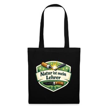 Natur ist mein Lehrer – Waldbadge - Stoffbeutel - Schwarz - Vorne