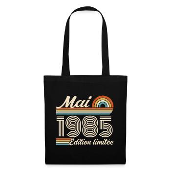 Cadeau Anniversaire 41 ans - Né mai 1985 - Sac en tissu - noir - Devant