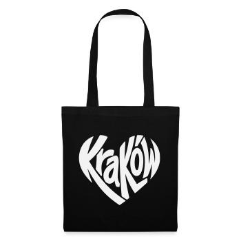 Krakow, Krakow Heart Typo Logo - Tote Bag - black - Front