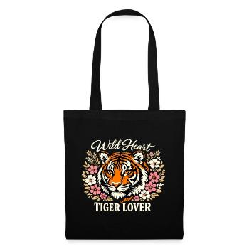 Tigre au Cœur Sauvage - Sac en tissu - noir - Devant