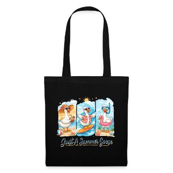 Sommer-Gänse Trio Summer Vibe Urlaub Strand - Stoffbeutel - Schwarz - Vorne