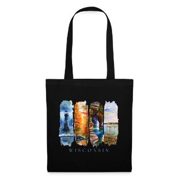 Voyage dans le Wisconsin – Grands Lacs et Phare - Sac en tissu - noir - Devant