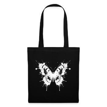 Schmetterling in weißen Tintensplittern - Stoffbeutel - Schwarz - Vorne