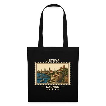 Litauen Kaunas Vintage Reisemarke - Stoffbeutel - Schwarz - Vorne