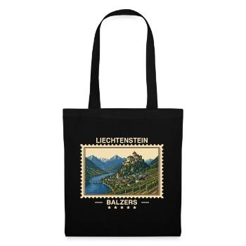 Liechtenstein Balzers Vintage Reisemarke - Stoffbeutel - Schwarz - Vorne