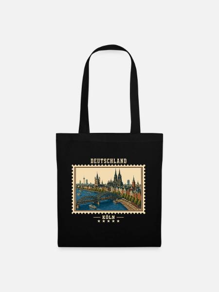 Deutschland Köln Vintage Reisemarke - Stoffbeutel - Schwarz