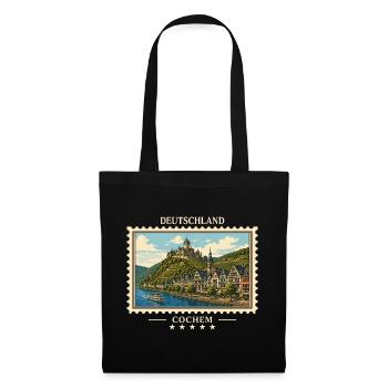 Deutschland Cochem Vintage Reisemarke - Stoffbeutel - Schwarz - Vorne