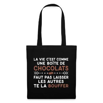 Chocolats Cadeau humour personnalisé - Sac en tissu - noir - Devant