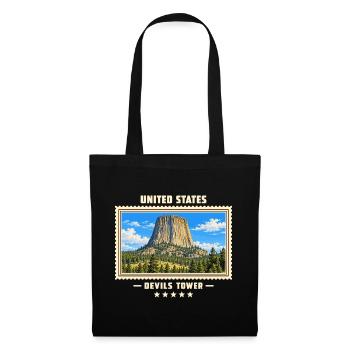 Vereinigte Staaten Devils Tower Vintage Reisemarke - Stoffbeutel - Schwarz - Vorne