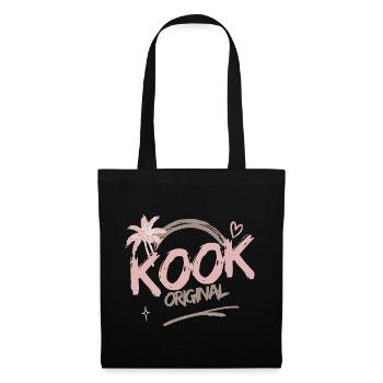 Kook Original Boho Beach Palmenpastell - Stoffbeutel - Schwarz - Vorne