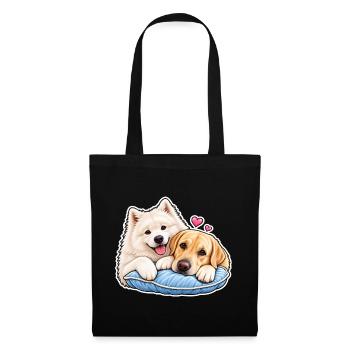 Fluffy Pals: Samojeden & Golden - Stoffbeutel - Schwarz - Vorne