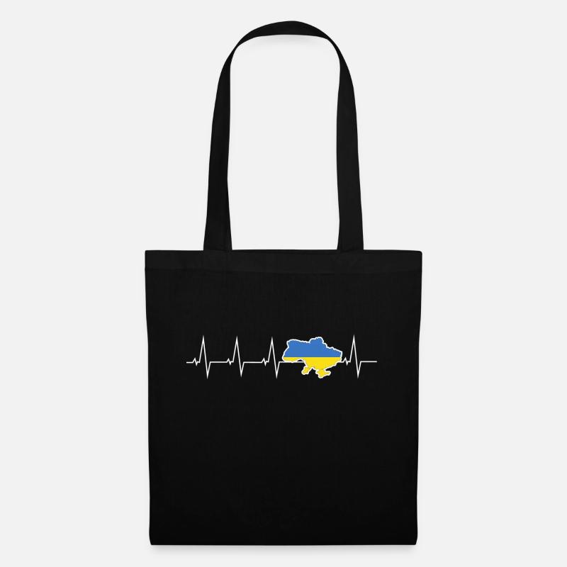 Ich liebe Ukraine - Herzschlag - Stoffbeutel - Schwarz