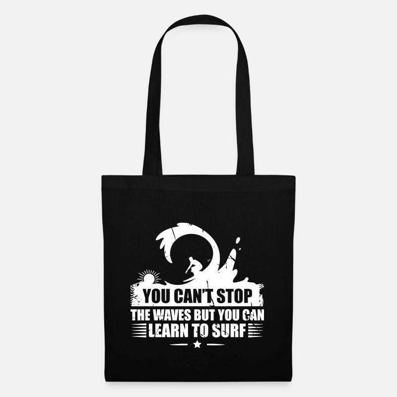 Can't stop waves Learn to surf - surfin - surfen - Stoffbeutel - Schwarz