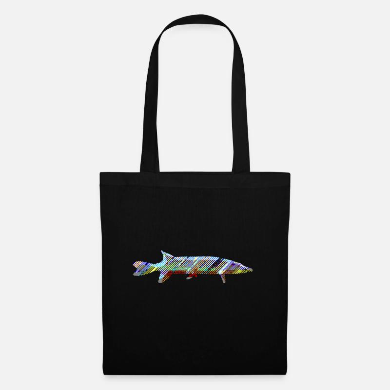 Angeln Hecht abstrakt Kunst Geschenk bunt - Stoffbeutel - Schwarz