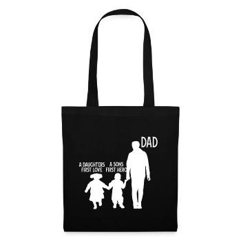 Papa fils fille père 2 enfants - Sac en tissu - noir - Devant
