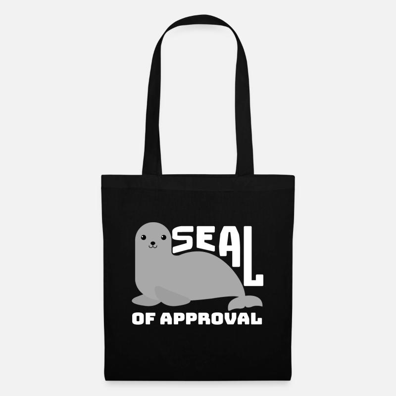 SEAL of approval seehund Geschenk witzig Spruch - Stoffbeutel - Schwarz