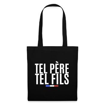 t shirt Tel père tel fils. cadeau famille - Sac en tissu - noir - Devant