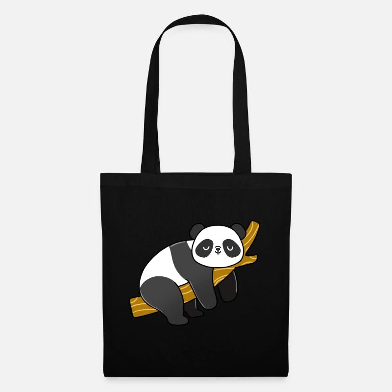 Panda schlafend auf einem Zweig - Stoffbeutel - Schwarz