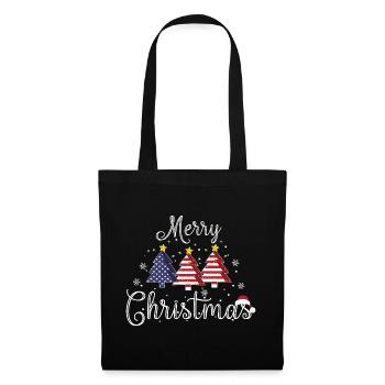 Joyeux Noël Arbres de Noël USA Flag America - Sac en tissu - noir - Devant