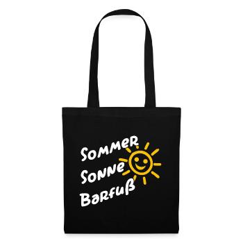 Sommer Sonne Barfuss am Strand Urlaub Ferien - Stoffbeutel - Schwarz - Vorne