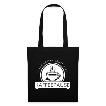 Kaffeepause - weiß - Stoffbeutel - Schwarz - Vorne