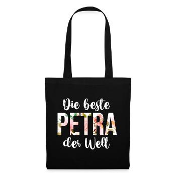Name Petra - Stoffbeutel - Schwarz - Vorne