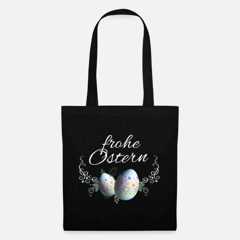 Frohe Ostern Osterei Deko - Stoffbeutel - Schwarz