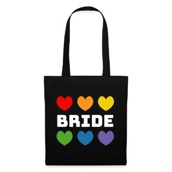 Regenbogenherzchen Bride weiss - Stoffbeutel - Schwarz - Vorne