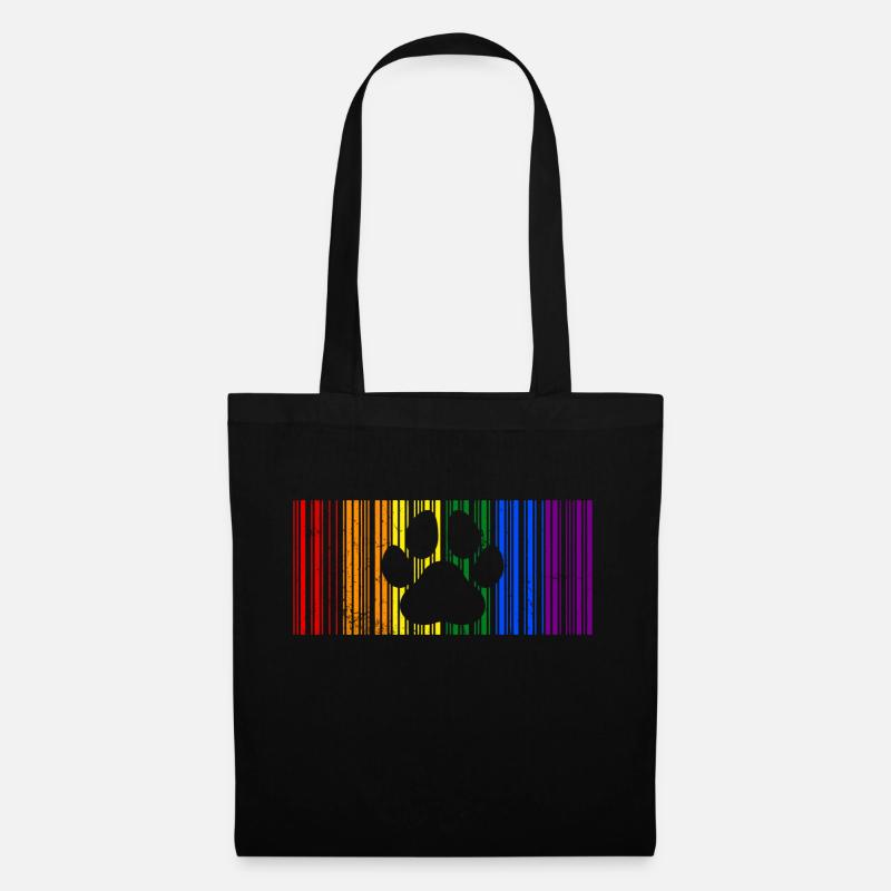 LGBT Regenbogen Farben Barcode Icon Pride Gay Paw - Stoffbeutel - Schwarz