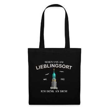 Ich denk an dich, Lieblingsort, Hamburger Michel - Stoffbeutel - Schwarz - Vorne