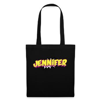 Jennifer Nom personnalisé Style bande dessinée Pop Art, - Sac en tissu - noir - Devant