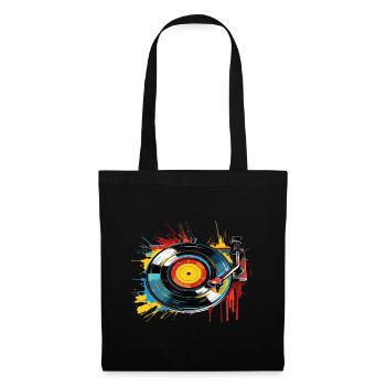 Vinyl Record LP Turntable Retro - Tote Bag - black - Front