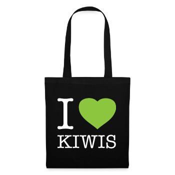 I LOVE KIWIS - Stoffbeutel - Schwarz - Vorne