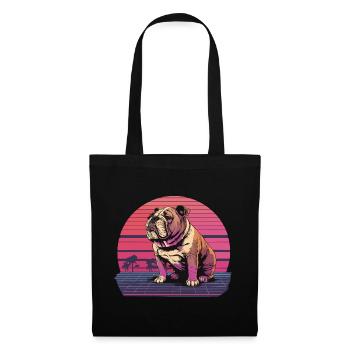 Retro Neon Bulldog - Tote Bag - black - Front