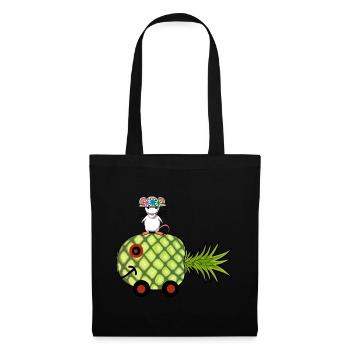 Ananas Wohnwagen Ratte Urlaub Reise - Stoffbeutel - Schwarz - Vorne