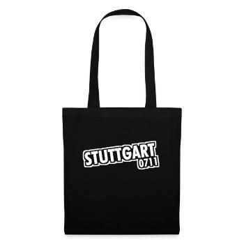 Stuttgart - 0711 - Vorwahl - Baden-Württemberg - Stoffbeutel - Schwarz - Vorne