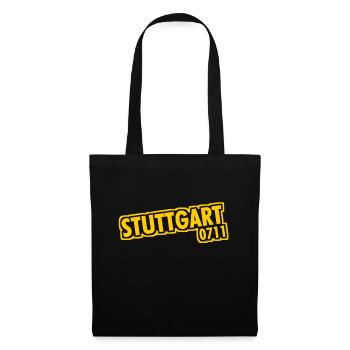 Stuttgart - 0711 - Vorwahl - Baden-Württemberg - Stoffbeutel - Schwarz - Vorne