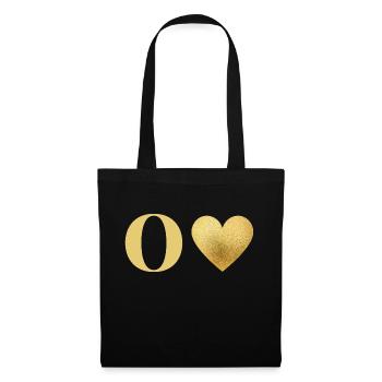 Letter o golden heart - Tote Bag - black - Front
