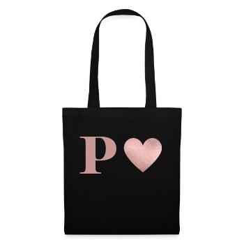 Letter p heart rose gold - Tote Bag - black - Front
