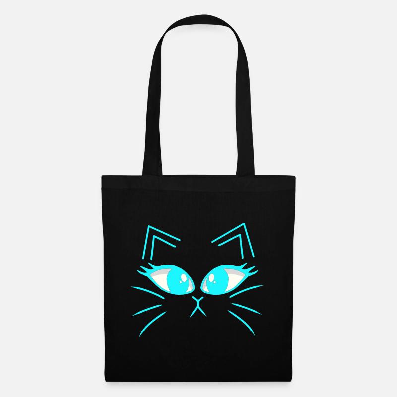 Katze Katzen Kätzchen Katzengesicht - Stoffbeutel - Schwarz