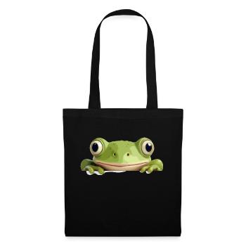 grenouille jeter un coup d’œil mignon adorable drôle animal dessin animé - Sac en tissu - noir - Devant