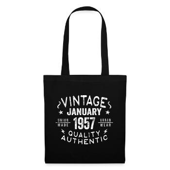 Geburtstagsgeschenk 1957 - geboren im Januar 1957 - Stoffbeutel - Schwarz - Vorne