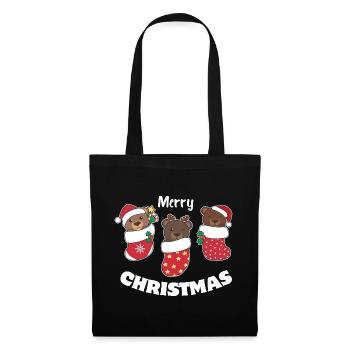 Ours mignons en chaussette de Noël pour ours de Noël - Sac en tissu - noir - Devant