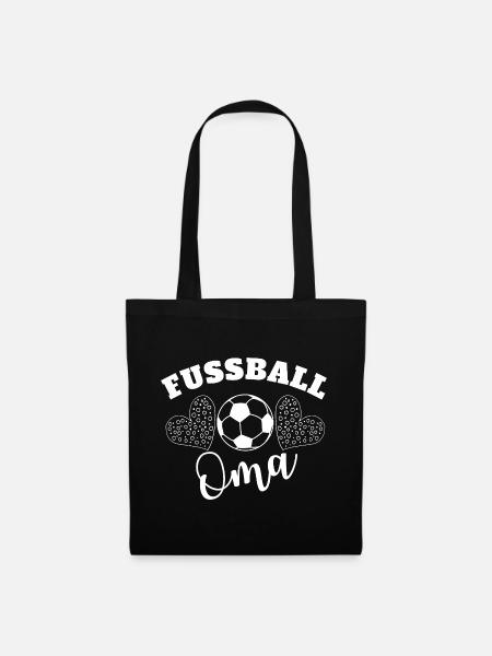 Fussball Oma Herzball Motiv - Stoffbeutel - Schwarz