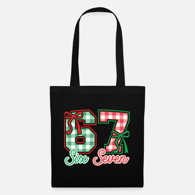 Festliche 67 Gingham-Bögen - Stoffbeutel - Schwarz